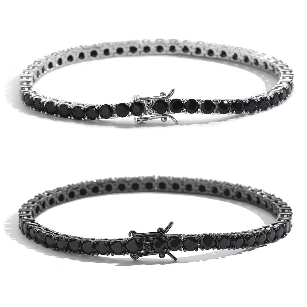 EYIKA Silver Black Color 3/4/5mm Zircon Tennis Chain Bracelet