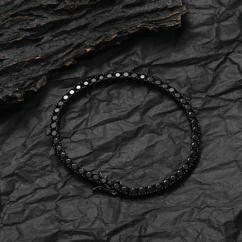 EYIKA Silver Black Color 3/4/5mm Zircon Tennis Chain Bracelet