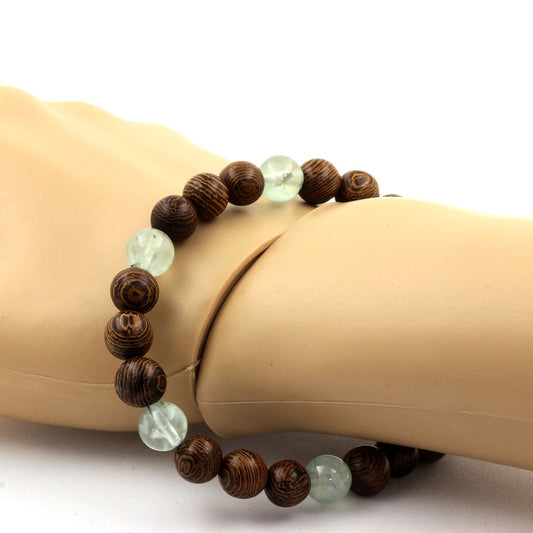 Selenite from Morocco + wood Bracelet 8 mm Beads.