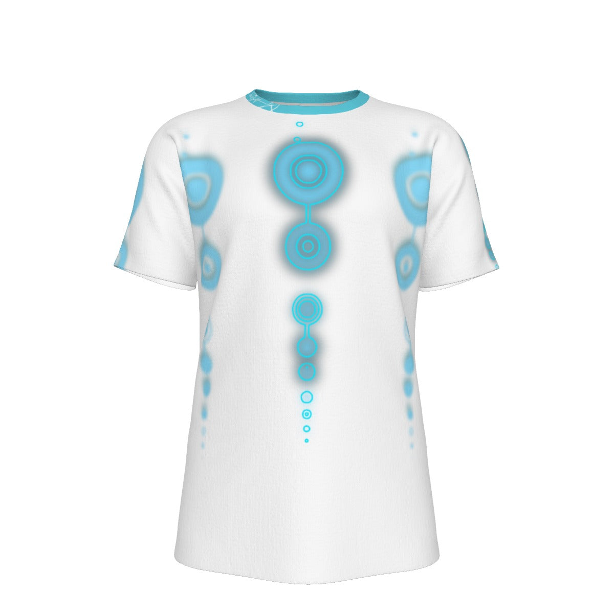 CROP CIRCLE Blue & White - O-Neck T-Shirt