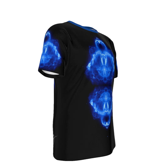 BuddaBrot Fractal Blue & Black Simple - O-Neck T-Shirt