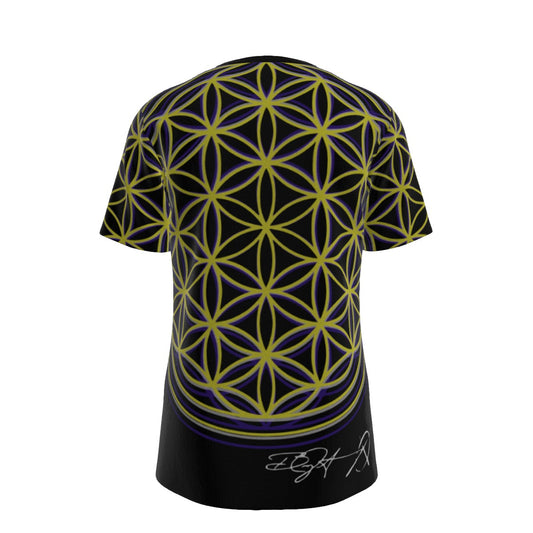 Flower Of Life Yellow/BLK - O-Neck T-Shirt