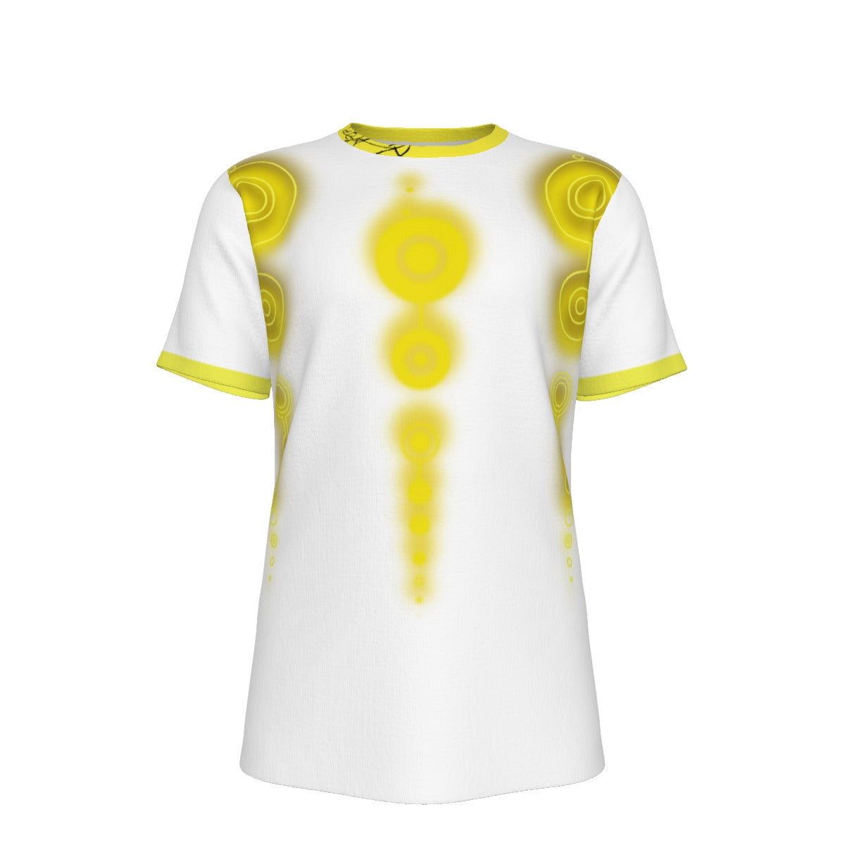 CROP CIRCLE Yellow and White - O-Neck T-Shirt