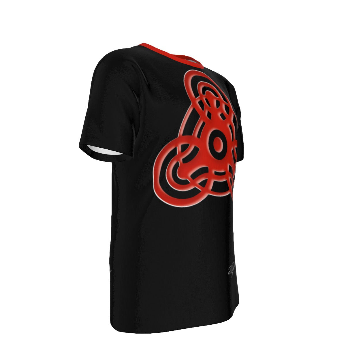 CROP CIRCLE Red BG - O-Neck T-Shirt