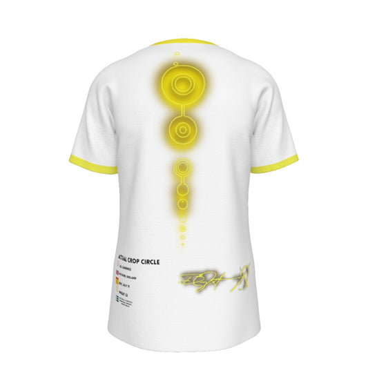 CROP CIRCLE Yellow and White - O-Neck T-Shirt