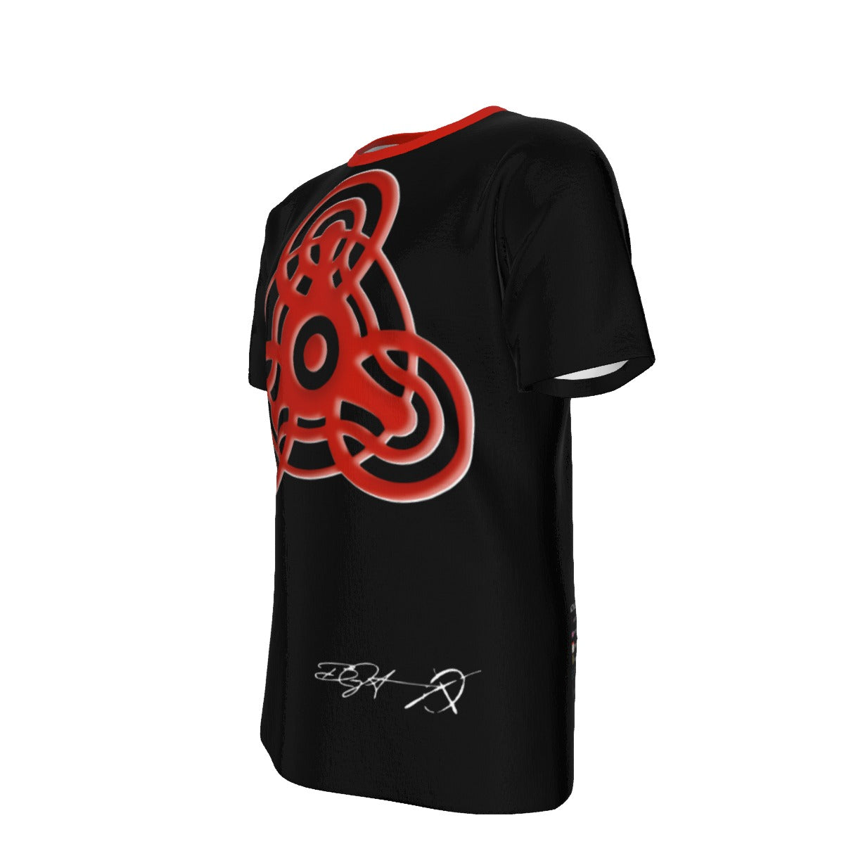 CROP CIRCLE Red BG - O-Neck T-Shirt