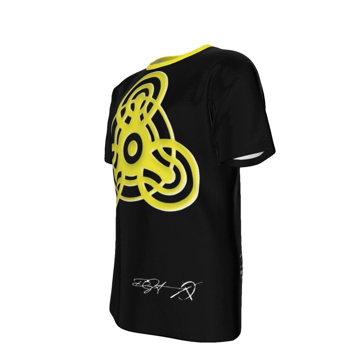 CROP CIRCLE Yellow and Black - O-Neck T-Shirt