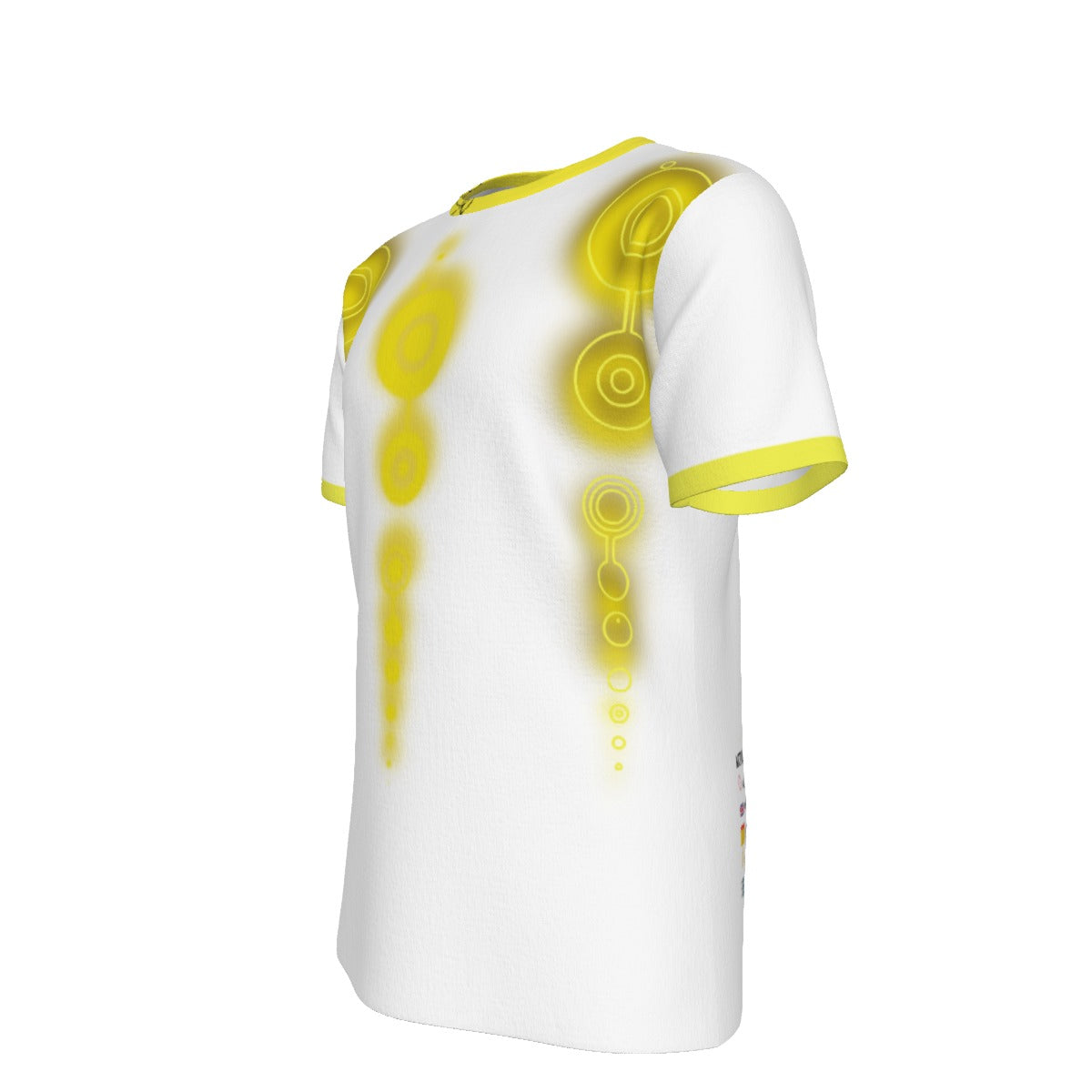 CROP CIRCLE Yellow and White - O-Neck T-Shirt