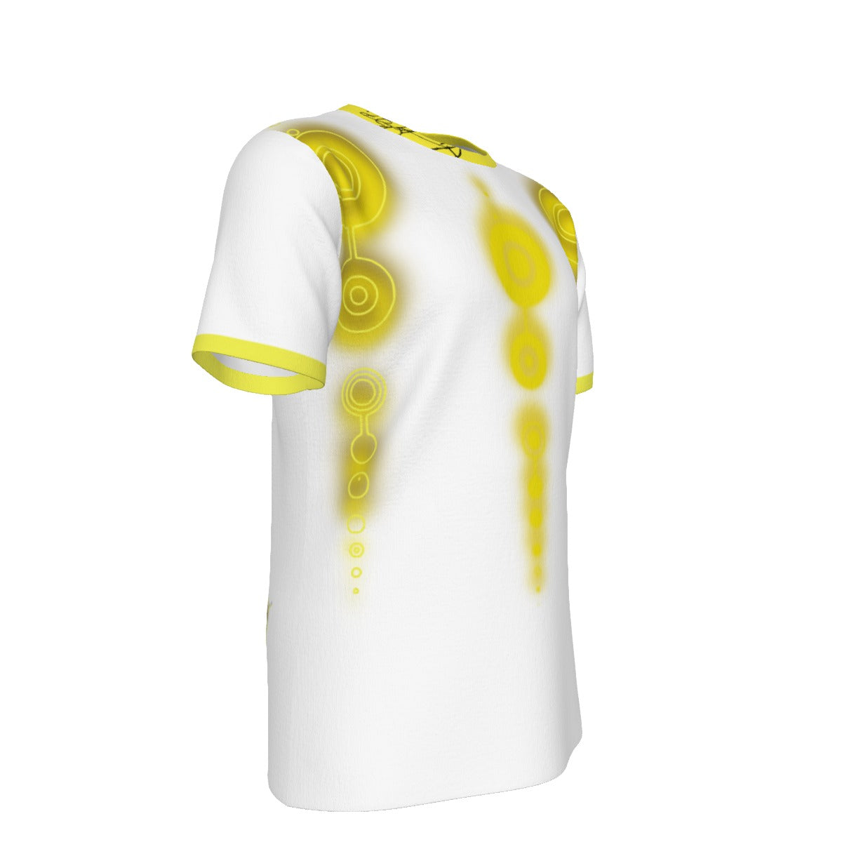 CROP CIRCLE Yellow and White - O-Neck T-Shirt