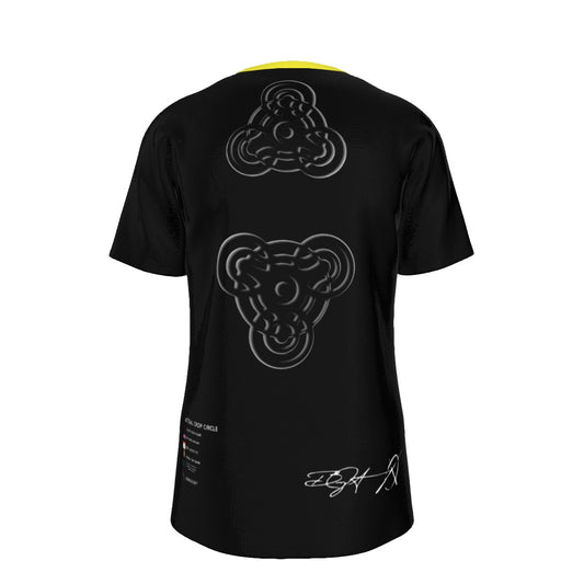 CROP CIRCLE Yellow and Black - O-Neck T-Shirt