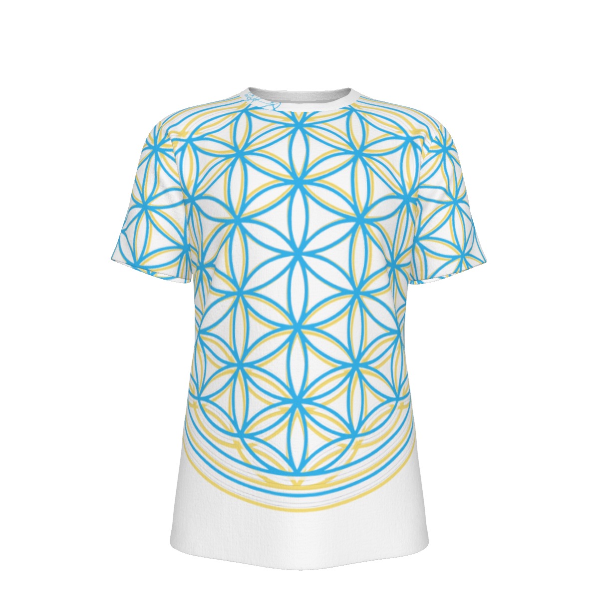 Flower of Life Blue and White - O-Neck T-Shirt