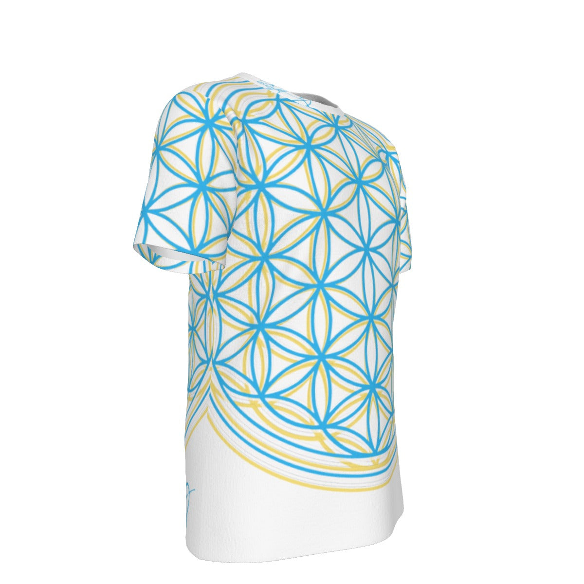 Flower of Life Blue and White - O-Neck T-Shirt