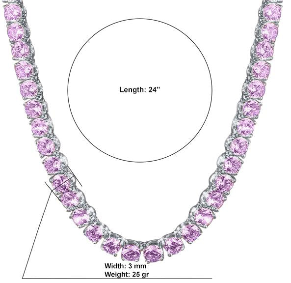 3MM TENNIS CHAIN AAA CZ 925 SILVER by SPARKLE