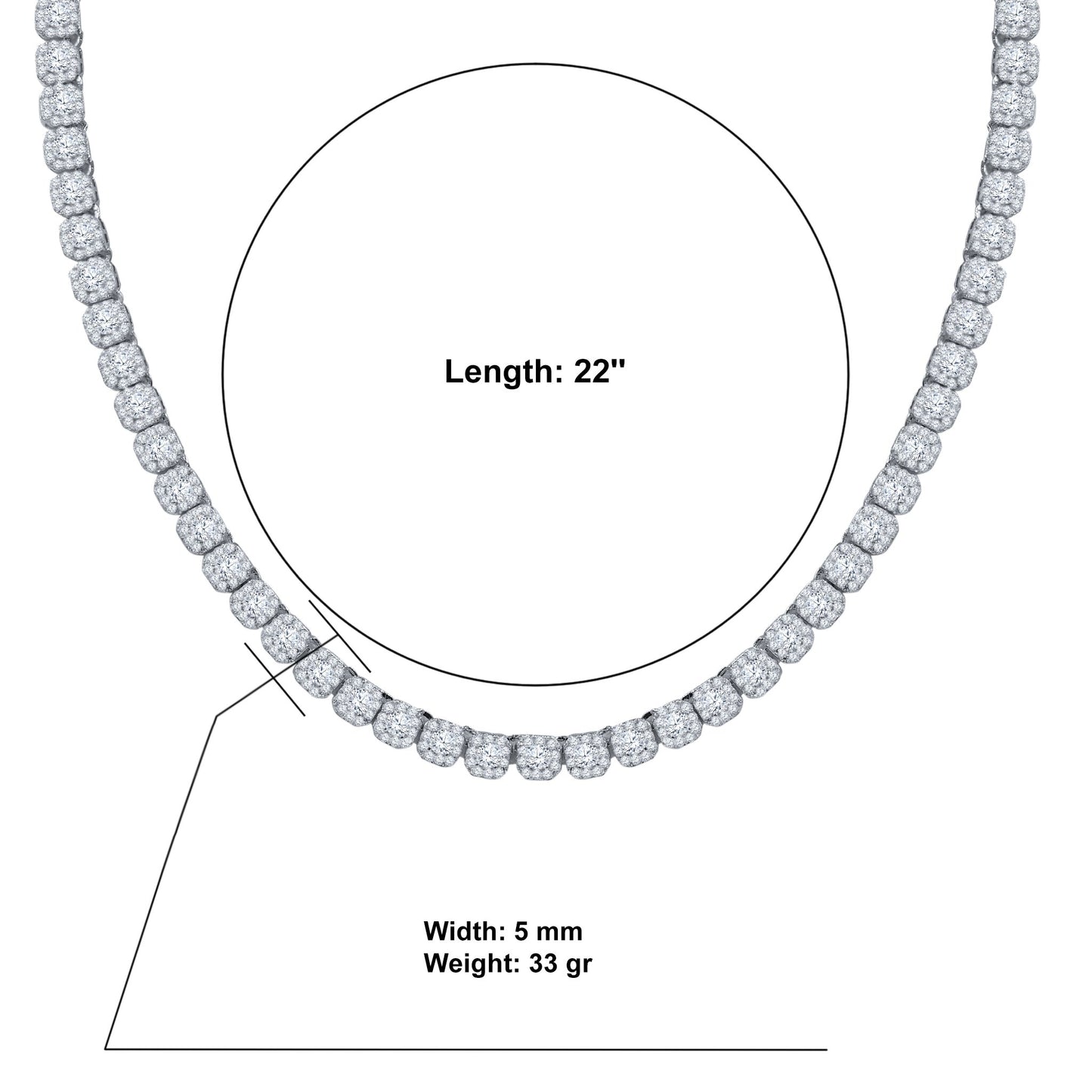 5MM SQUARE TENNIS CHAIN AAA CZ the ICECUBE