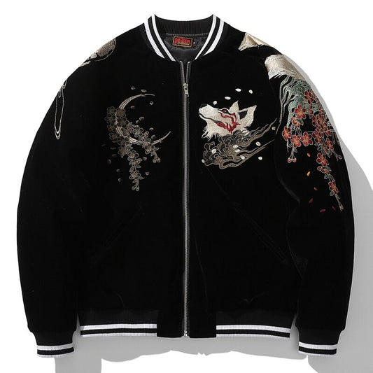 2022 New Japanese Heavy Craft Embroidery Nine Tailed Fox Coat Men's