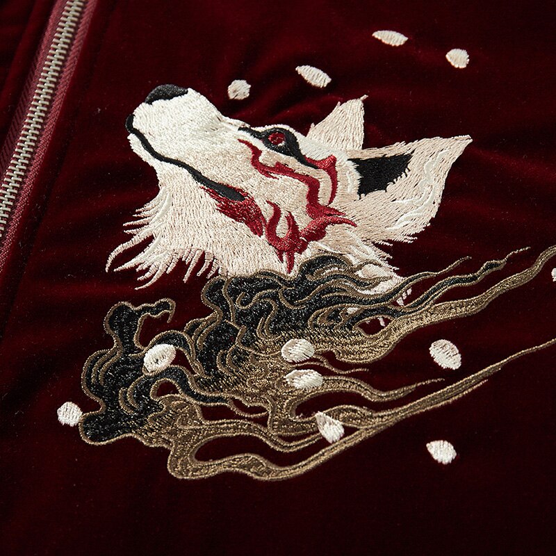 2022 New Japanese Heavy Craft Embroidery Nine Tailed Fox Coat Men's