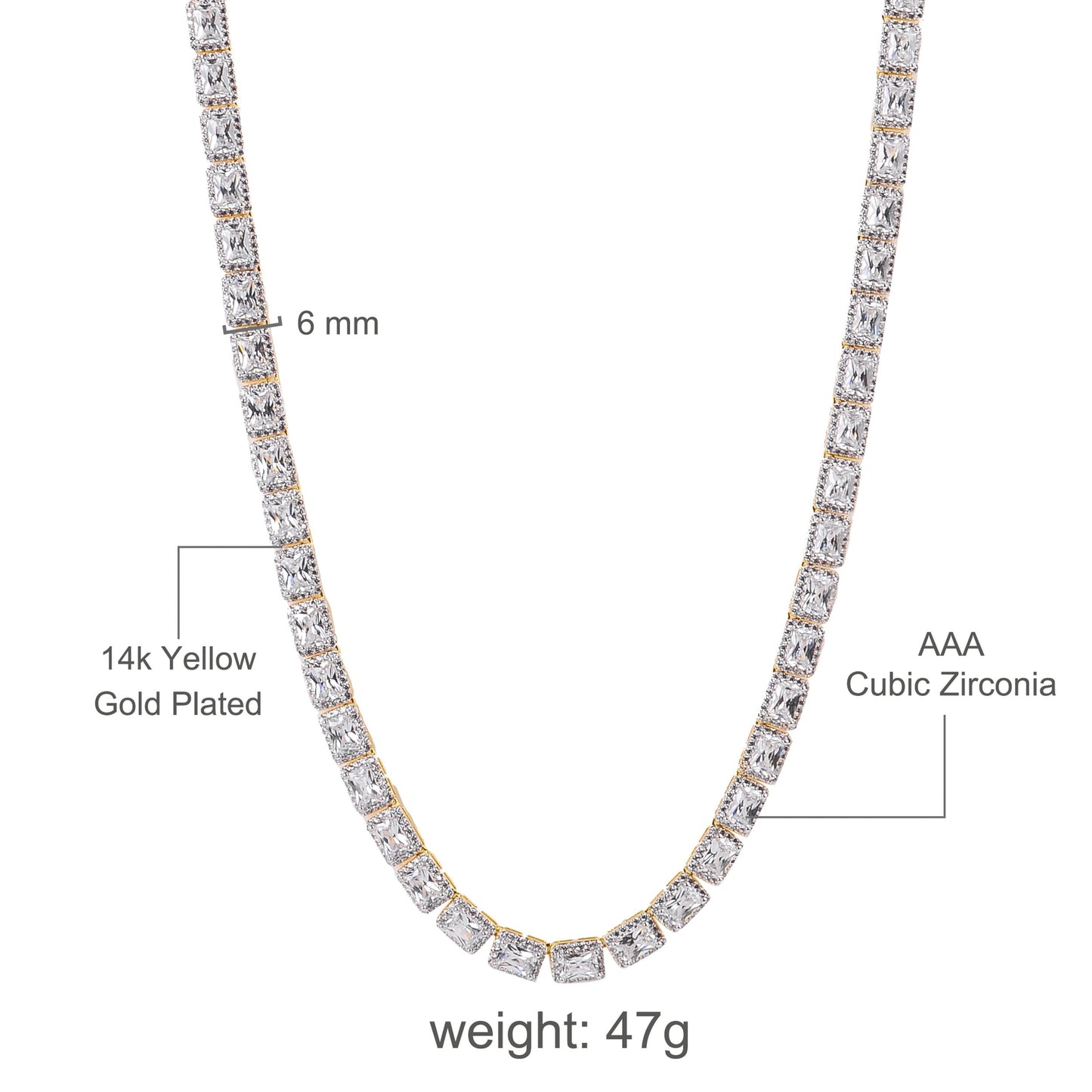 6MM SQUARE TENNIS CHAIN .. SHOWY