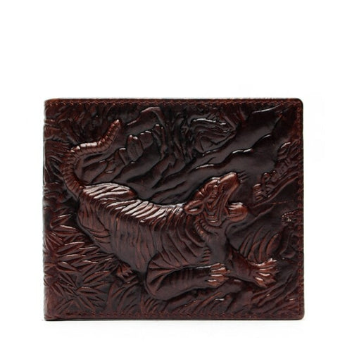 3d Tiger Pattern Purse Genuine Leather Wallet Men Male Real Vintage