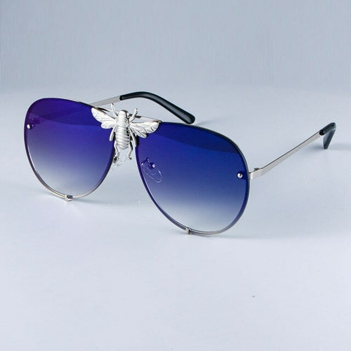 Luxury Metal Big Bee Pilot Sunglasses Gradient Lenses Uv400