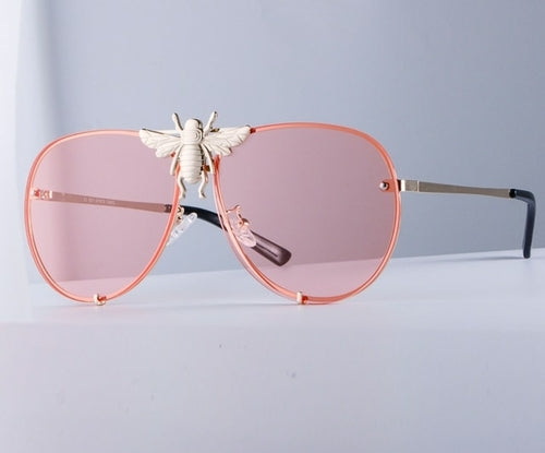 Luxury Metal Big Bee Pilot Sunglasses Gradient Lenses Uv400