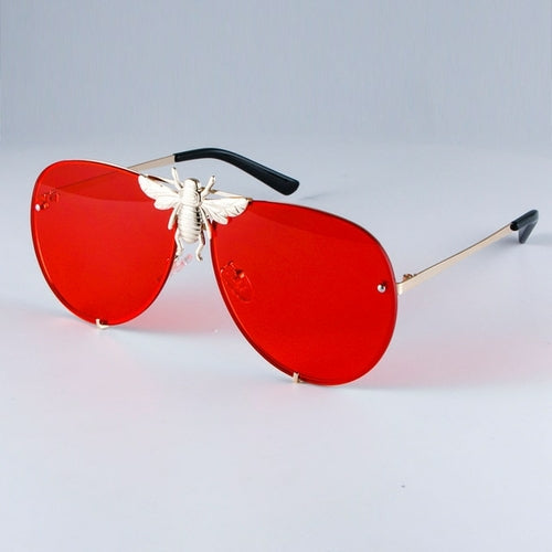 Luxury Metal Big Bee Pilot Sunglasses Gradient Lenses Uv400