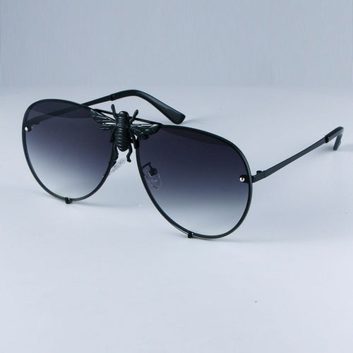Luxury Metal Big Bee Pilot Sunglasses Gradient Lenses Uv400