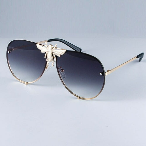 Luxury Metal Big Bee Pilot Sunglasses Gradient Lenses Uv400