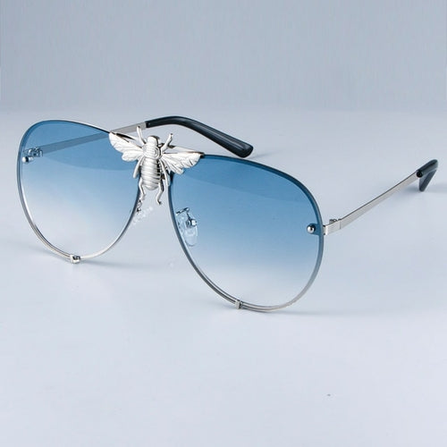Luxury Metal Big Bee Pilot Sunglasses Gradient Lenses Uv400