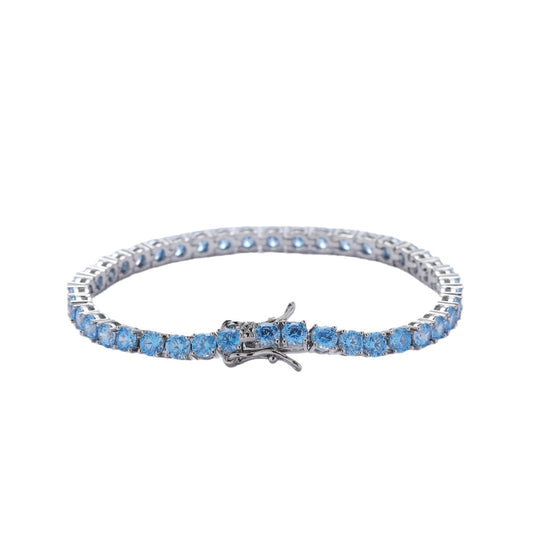 4MM TENNIS BRACELET light Blue stones CZ