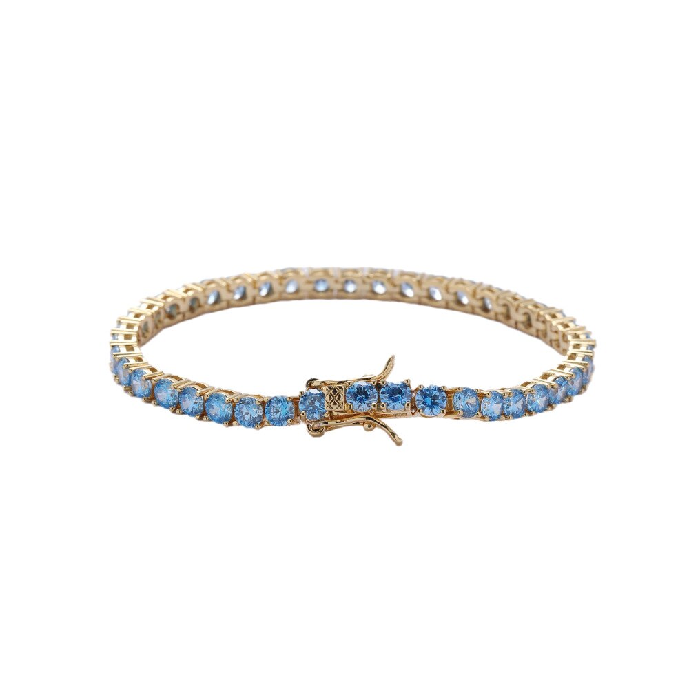 4MM TENNIS BRACELET light Blue stones CZ