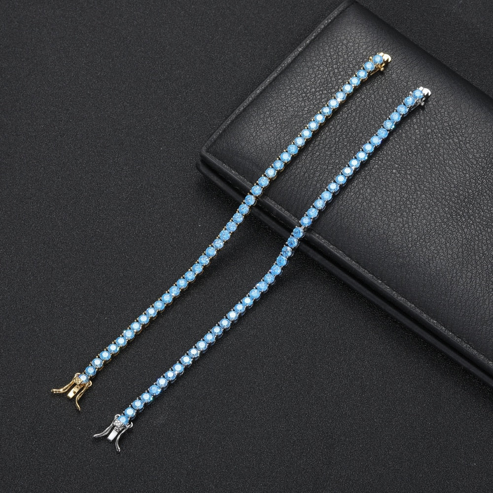 4MM TENNIS BRACELET light Blue stones CZ