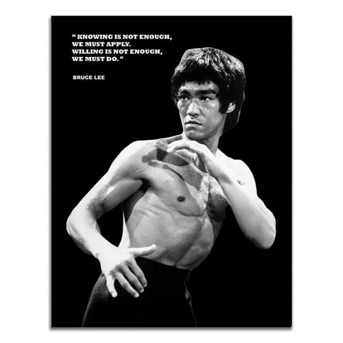 Bruce Lee Portrait Motivational Canvas Painting Chinese Kung Fu Master