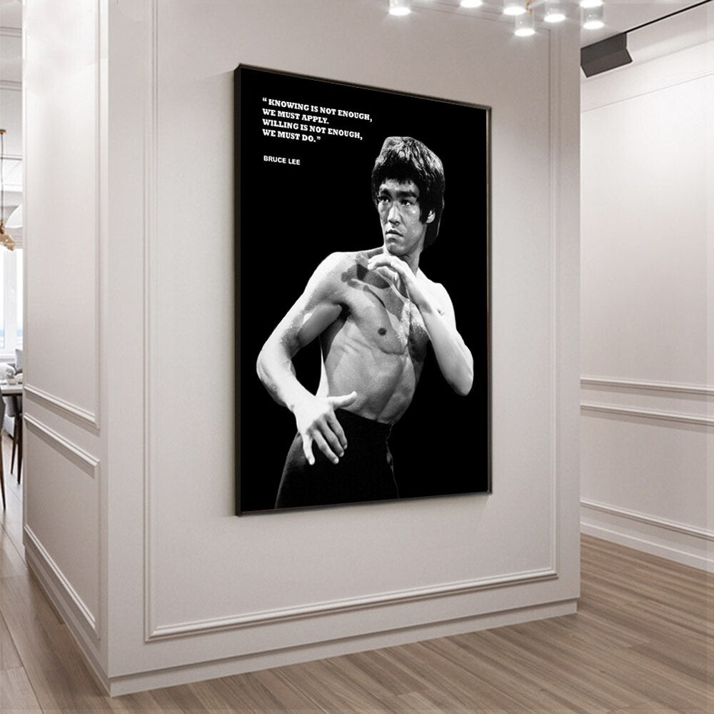 Bruce Lee Portrait Motivational Canvas Painting Chinese Kung Fu Master