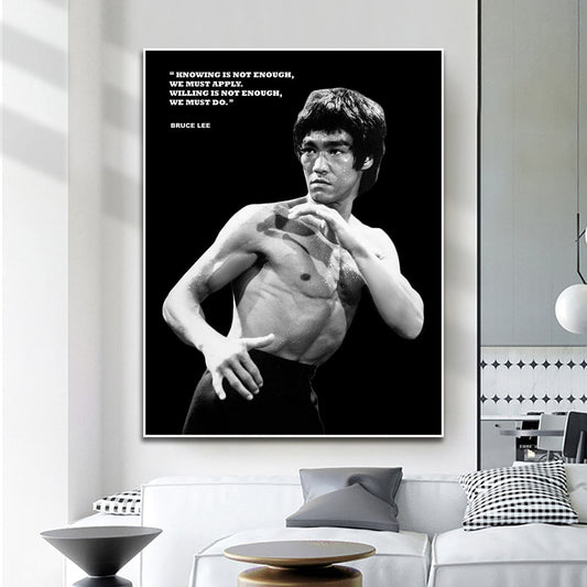 Bruce Lee Portrait Motivational Canvas Painting Chinese Kung Fu Master