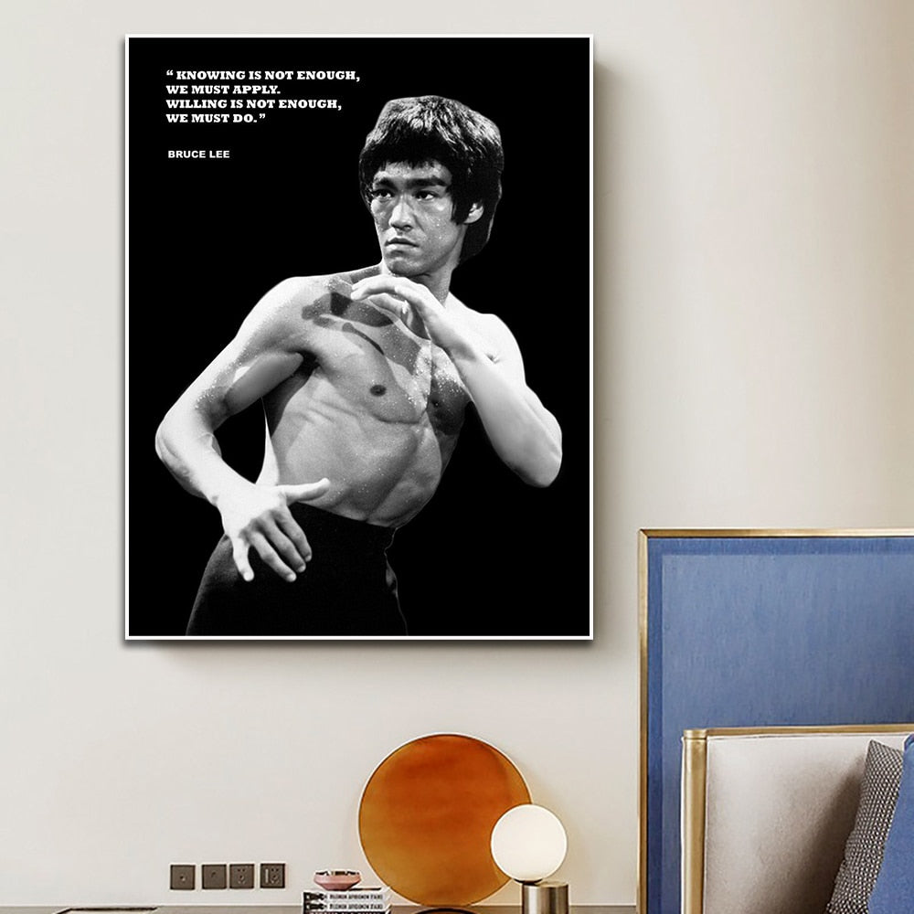 Bruce Lee Portrait Motivational Canvas Painting Chinese Kung Fu Master