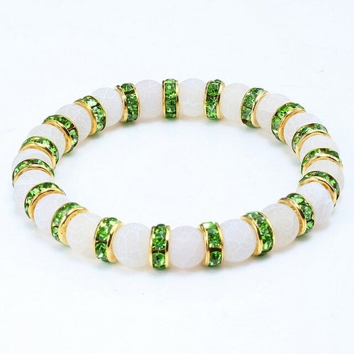 Classic Crystal Beads Natural Stone Bracelet For Women Men Rhinestones