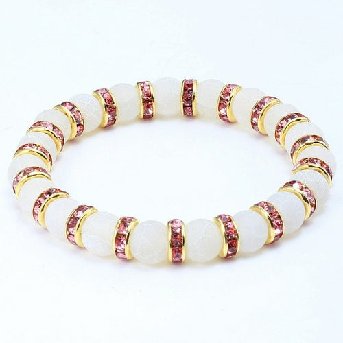 Classic Crystal Beads Natural Stone Bracelet For Women Men Rhinestones