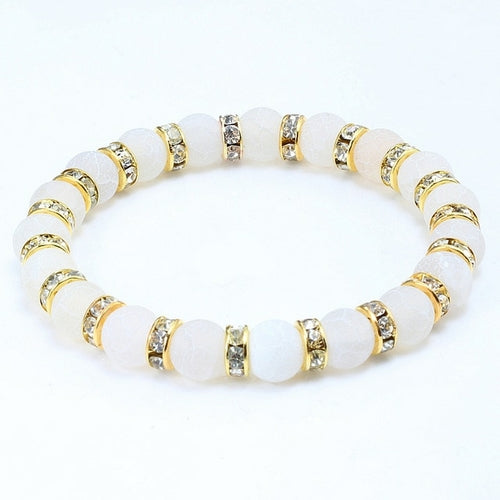 Classic Crystal Beads Natural Stone Bracelet For Women Men Rhinestones
