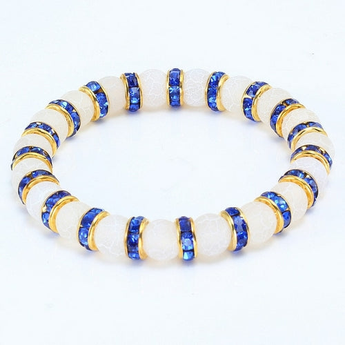 Classic Crystal Beads Natural Stone Bracelet For Women Men Rhinestones