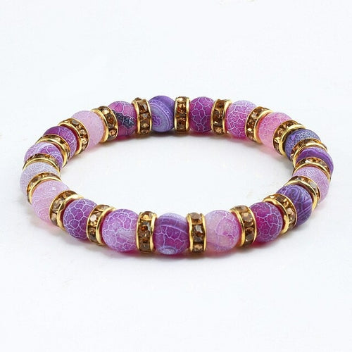 Classic Crystal Beads Natural Stone Bracelet For Women Men Rhinestones