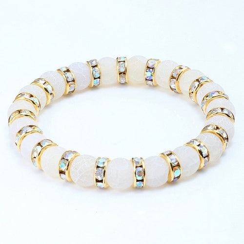Classic Crystal Beads Natural Stone Bracelet For Women Men Rhinestones