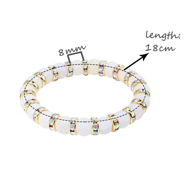 Classic Crystal Beads Natural Stone Bracelet For Women Men Rhinestones
