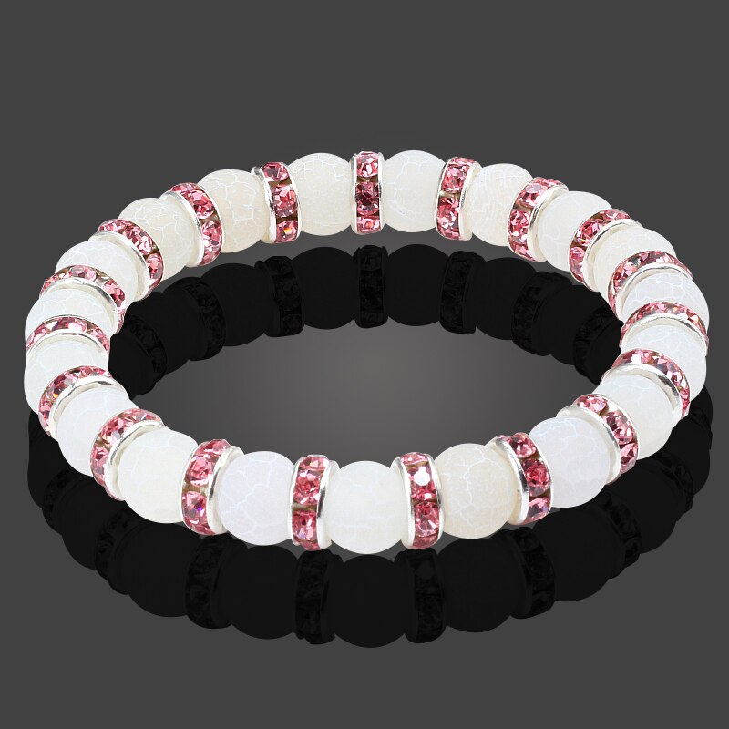 Classic Crystal Beads Natural Stone Bracelet For Women Men Rhinestones
