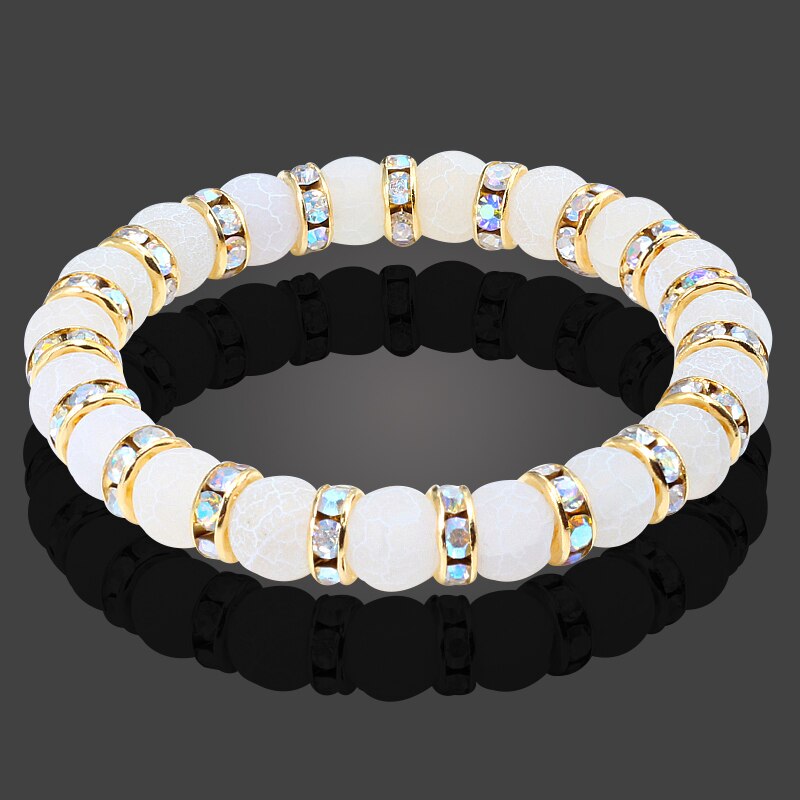 Classic Crystal Beads Natural Stone Bracelet For Women Men Rhinestones