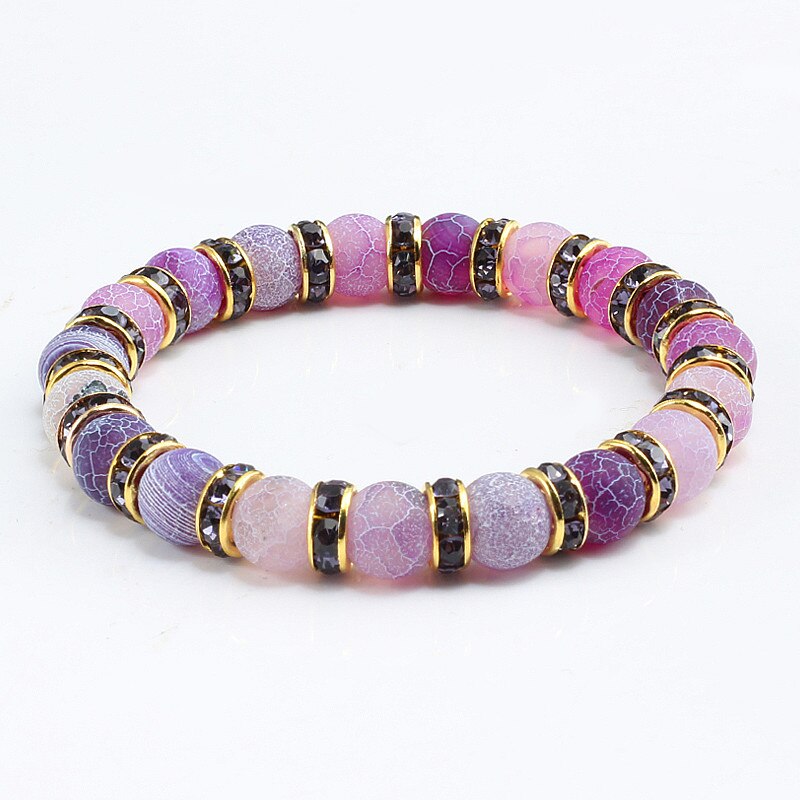 Classic Crystal Beads Natural Stone Bracelet For Women Men Rhinestones