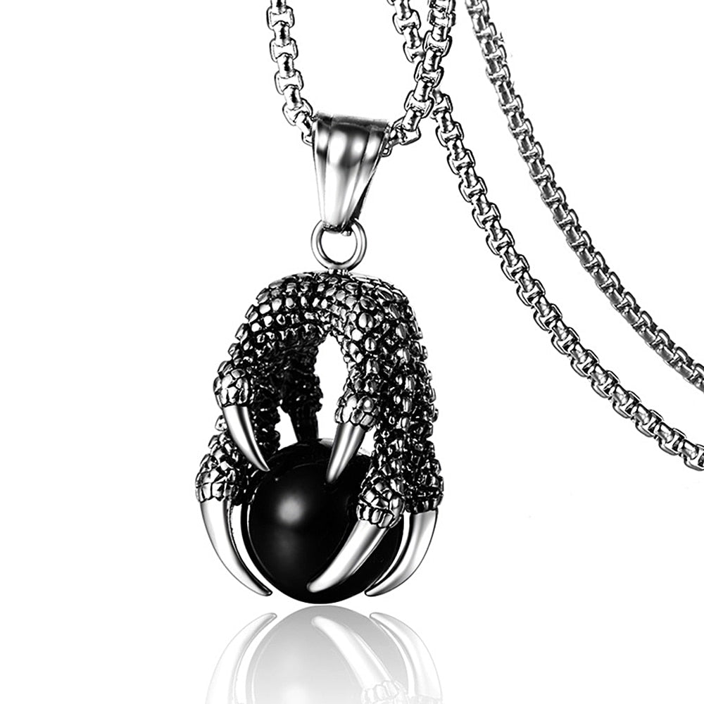 Classic Domineering Dragon Claw Stainless Steel Necklace For Men Punk