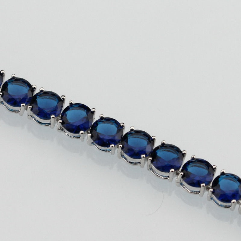 5MM TENNIS BRACELET AAA Ocean Blue (Multiple Colors) CZ 925 SILVER