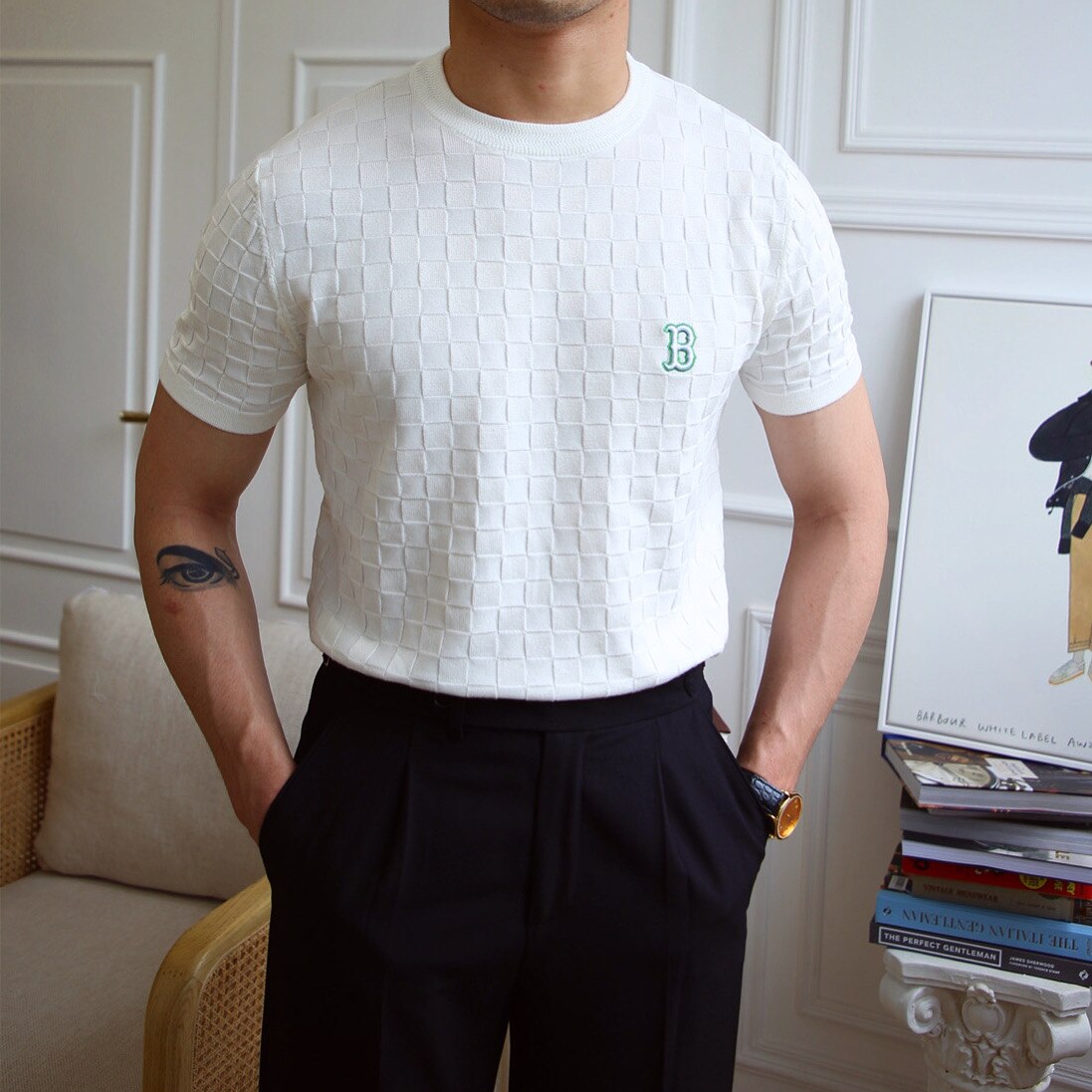 Embroidered "B" Short Sleeve T-Shirt