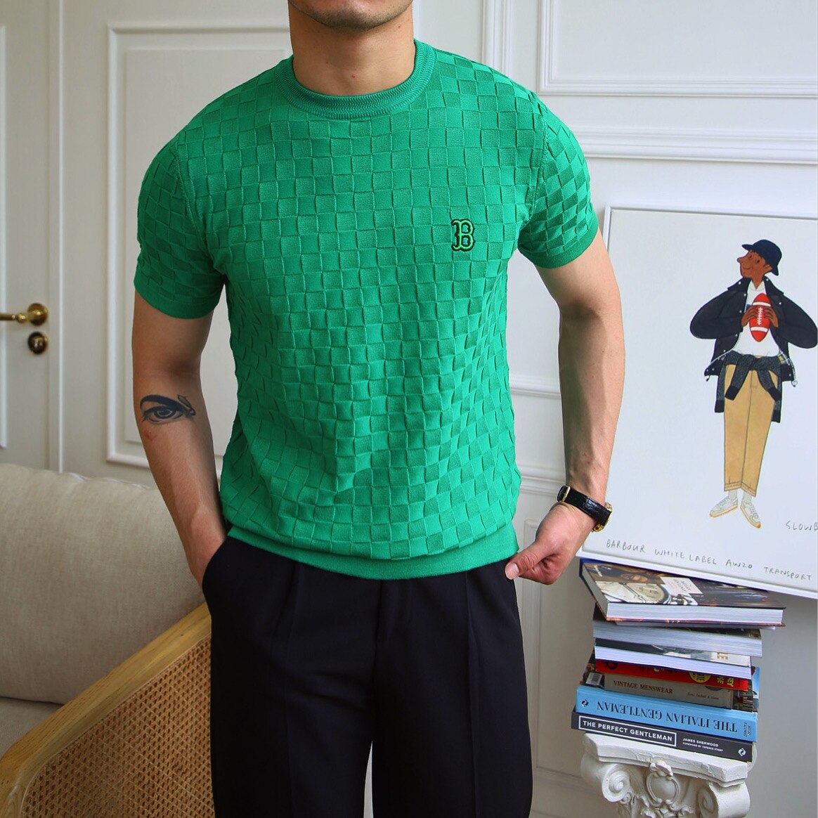 Embroidered "B" Short Sleeve T-Shirt