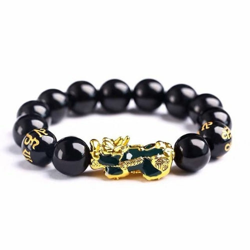 Feng Shui Obsidian Stone Beads Bracelet Men Women Unisex Wristband